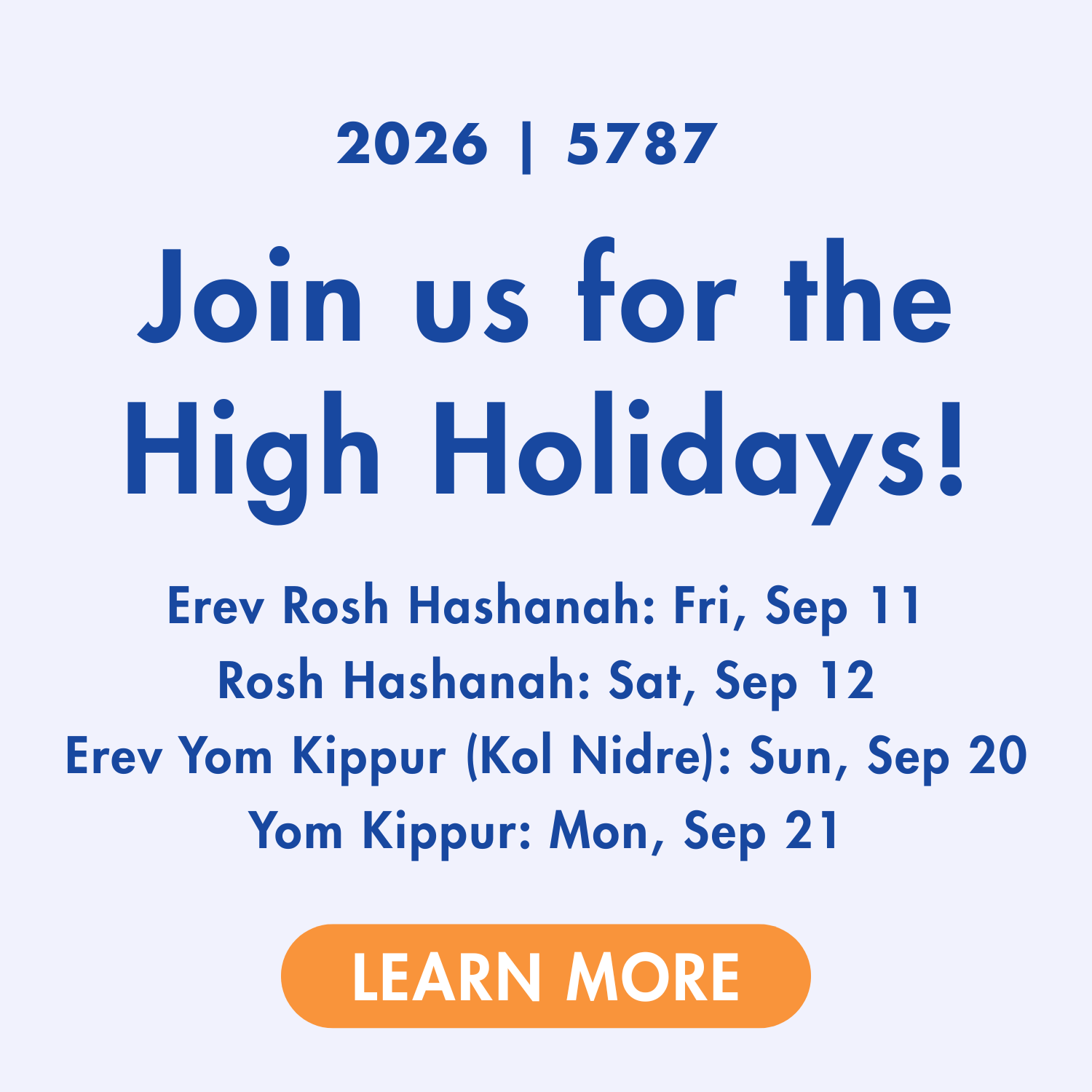 Join us for the High Holidays! Learn more.